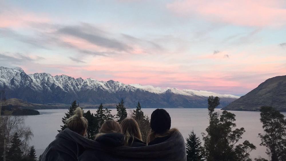 Family time watching the sun set in Queenstown