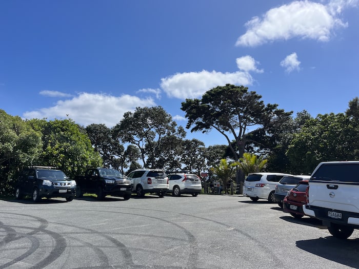 The carpark can get quite full at Whale Bay