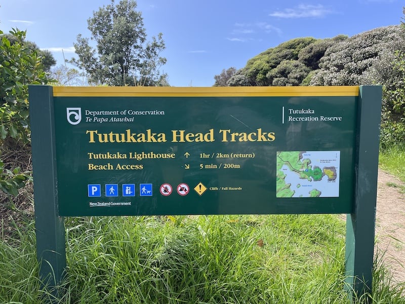 The information sign at the start of the walk to the Tutukaka Lighthouse