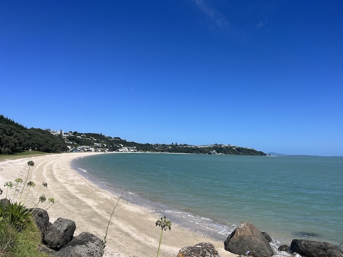 Looking back towards the east Auckland Beach of Maraetai on a clear day