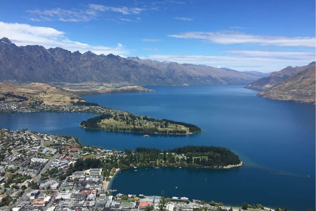 The view from Bob's Peak of Lake Wakatipu and The Remarkables