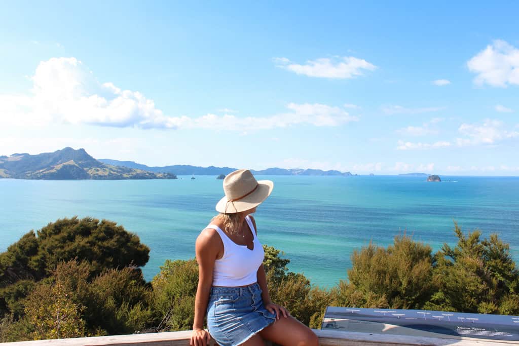 Girl looking out to the ocean from Shakepear Lookout.