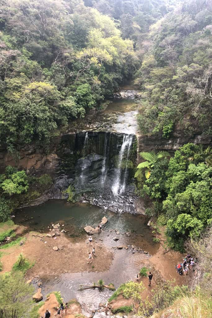 The view looking down to the top of Mokoroa Falls.