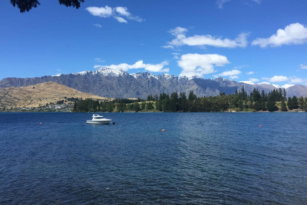 The view out to the Remarkables from the Frankton Arm Walkway.