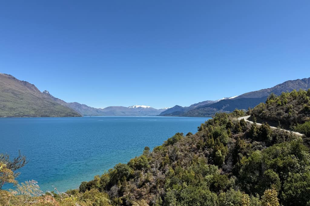 The blue waters of Lake Wakatipu from the Jack's Point walkway.