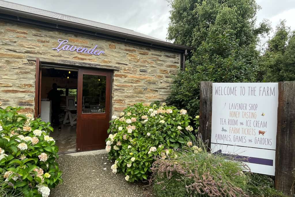 The front entrance to the Wanaka Lavender Farm welcoming people in.