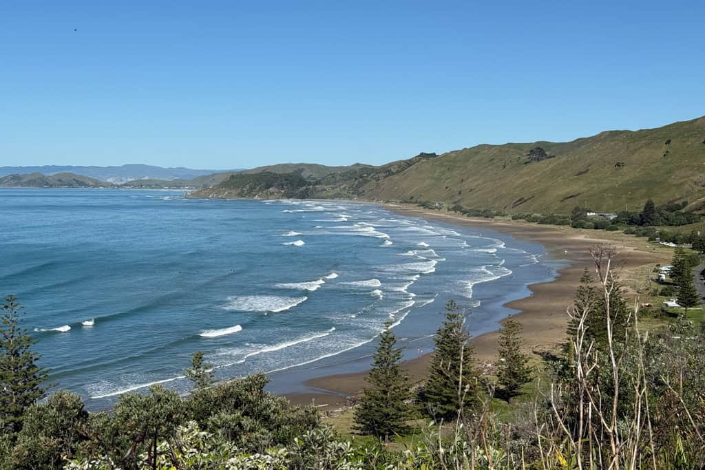 Views of the beach and the coastline in Gisborne.