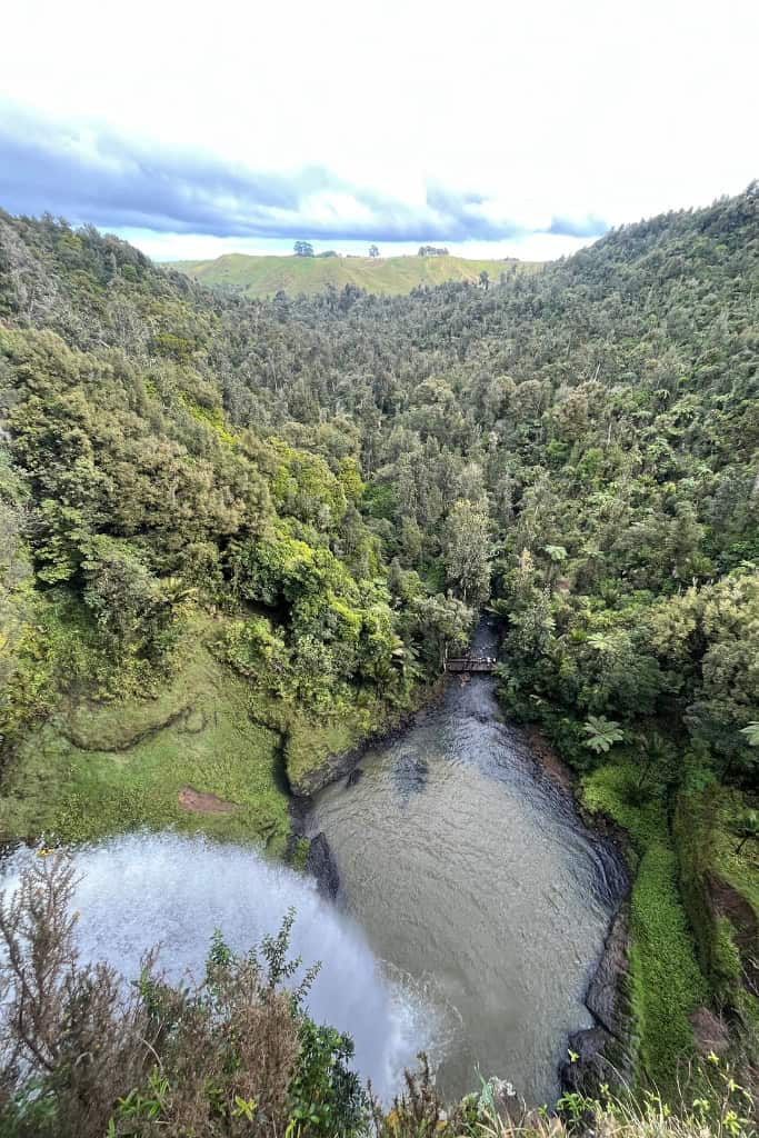 Looking down from the top of Bridal Veil Falls into the valley.