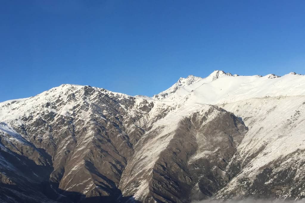 Snow capped mountains in Queenstown.
