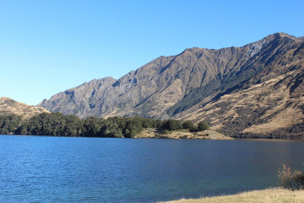The calm water at the camping spot in Moke Lake.
