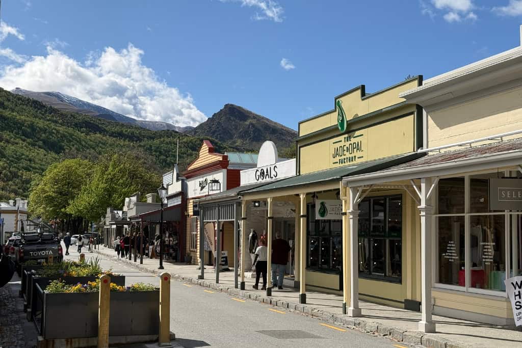 Colourful shops along the main street, close to the campground in Arrowtown.