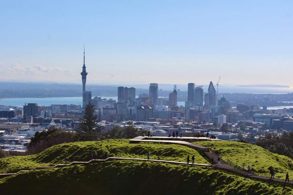 The view of the Sky Tower and Auckland City from the Mt Eden walk.