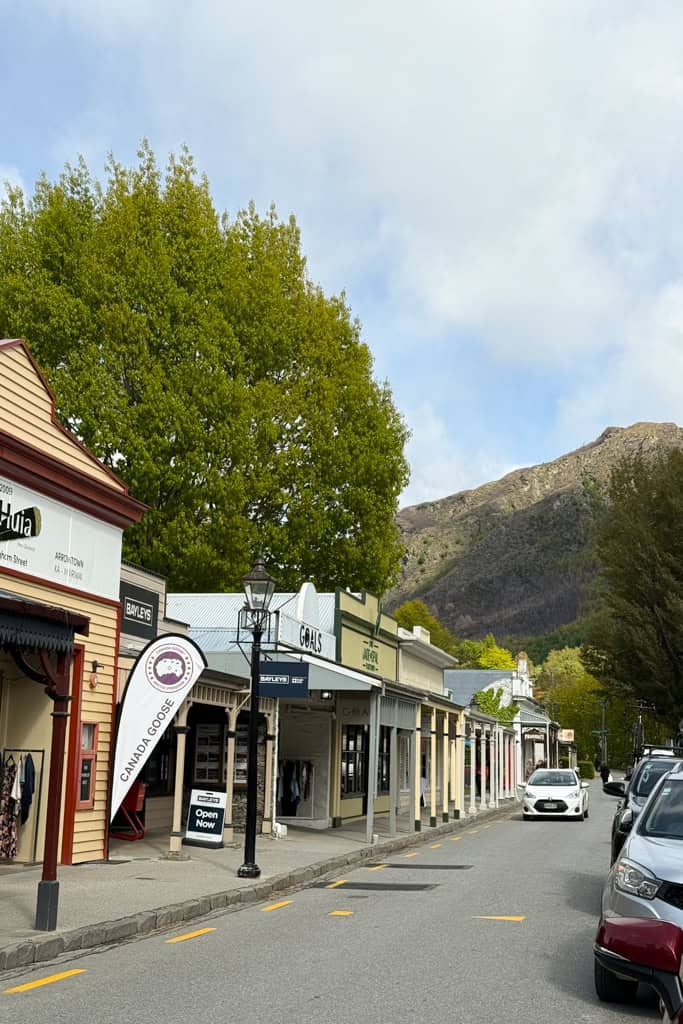 Rustic shops line the road in Arrowtown.