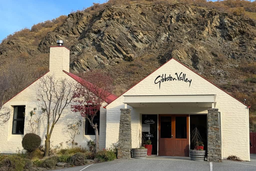 The front entrance to Gibston Valley Winery in Queenstown.